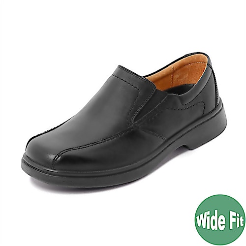 DB Shoes Chris Wide Fit Slip-on Black Leather Shoe
