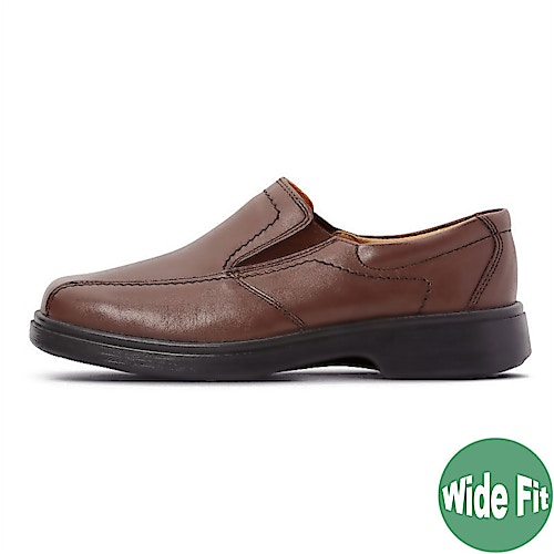DB Shoes Chris Wide Fit Slip-on Brown Leather Shoe | BigDude