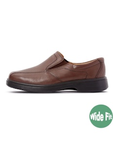 DB Shoes Chris Wide Fit Slip-on Brown Leather Shoe