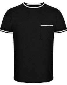 Bigdude Kontrastsaum T-Shirt Schwarz Tall Fit