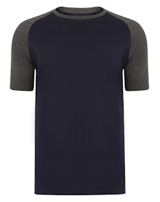 Bigdude Raglan T-Shirt Dunkelblau/Grau Tall Fit 