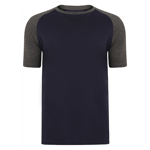 Bigdude Contrast Raglan Sleeve T-Shirt Navy/Charcoal Tall