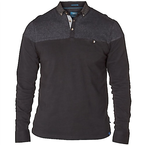 D555 Long Sleeve Polo With Stripe Top Pane