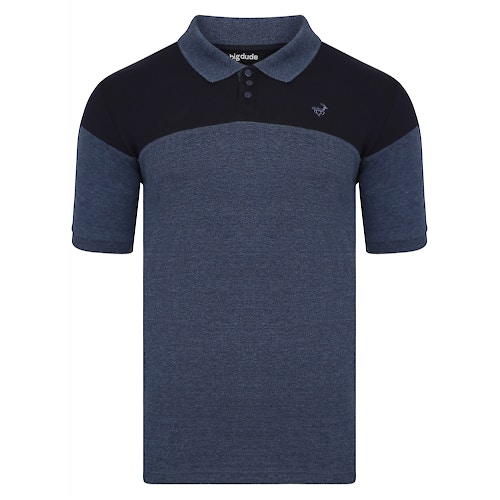 Bigdude Cut & Sew Polo Shirt Navy/Denim