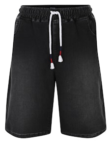 Bigdude Elasticated Waist Stretch Denim Shorts Black