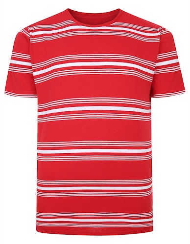 Bigdude Gestreiftes T-Shirt aus reiner Baumwolle Rot