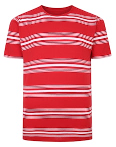 Bigdude Gestreiftes T-Shirt aus reiner Baumwolle Rot
