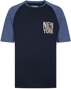 Bigdude New York Contrast Raglan T-Shirt Navy/Dark Denim Marl Tall