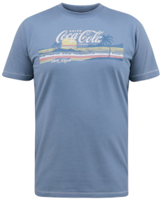 D555 Norfolk Coca-Cola Beach Scene Print T-Shirt Denim Marl