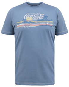 D555 Norfolk Coca-Cola Beach Scene Print T-Shirt Denim Marl
