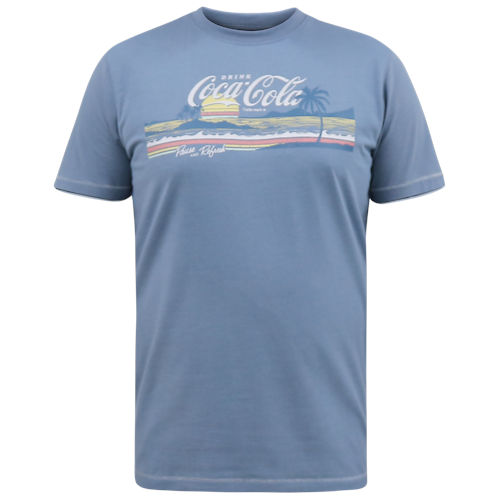 D555 Norfolk T-Shirt mit Coca-Cola-Strandszenen-Print Denim Melange