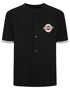 Bigdude – Besticktes Baseball-T-Shirt in Schwarz, Größe L