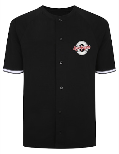Bigdude – Besticktes Baseball-T-Shirt in Schwarz, Größe L
