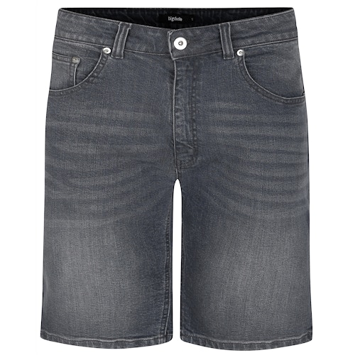Bigdude Stretch Denim Shorts With Whiskers Grey Wash