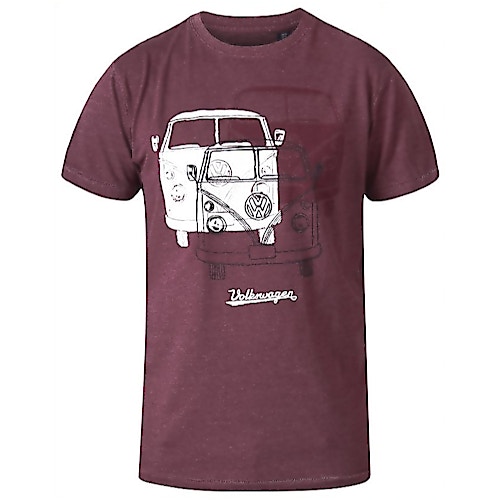 D555 Hughes Official Licensed VW Print T-Shirt Red Marl