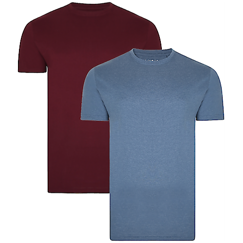 Bigdude Lounge T-Shirts Doppelpack Weinrot/Jeansblau