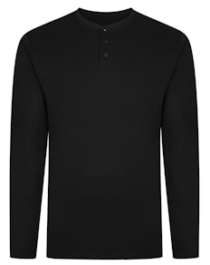 Bigdude Long Sleeve Grandad T-Shirt Black Tall