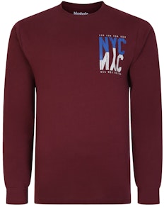 Bigdude NYC Crew Neck Long Sleeve T-Shirt Burgundy