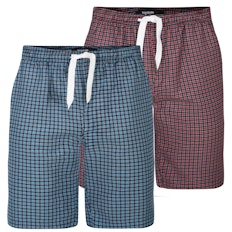 Bigdude Pyjama Shorts Twin Pack Red/Blue