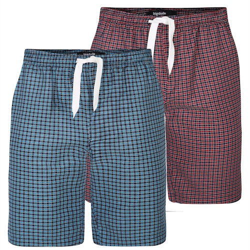 Bigdude Pyjama Shorts Twin Pack Red/Blue