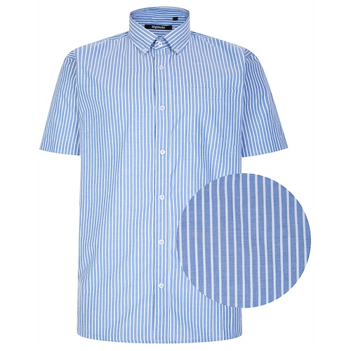 Bigdude Striped Woven Short Sleeve Shirt Navy/White