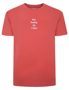 Bigdude Slogan Embroidered T-Shirt Washed Red Tall