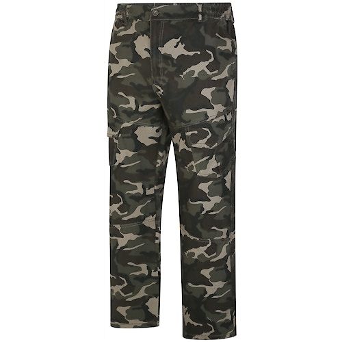 Bigdude Elasticated Waist Camouflage Cargo Trousers Khaki