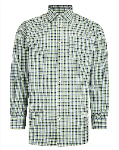 Bigdude Woven Long Sleeve Checked Shirt Green/White