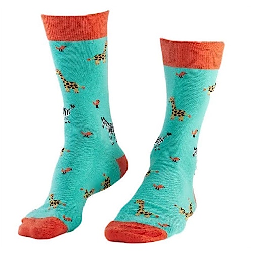Doris & Dude Socken mit Zebra- und Giraffenmuster, Mintgrün