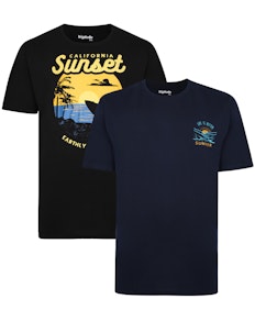 Bigdude 2 Pack Sunset Printed T-Shirt Black/Navy
