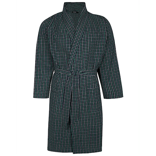 Bigdude Woven Check Dressing Gown Green