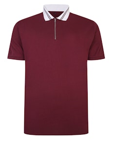 Bigdude Jersey-Poloshirt mit Reißverschluss Burgund