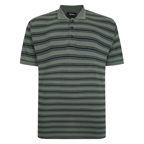 Bigdude Striped Jersey Polo Sage Green