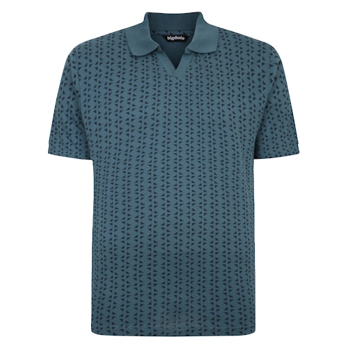 Bigdude – Poloshirt mit geometrischem Print, Petrol, Tall