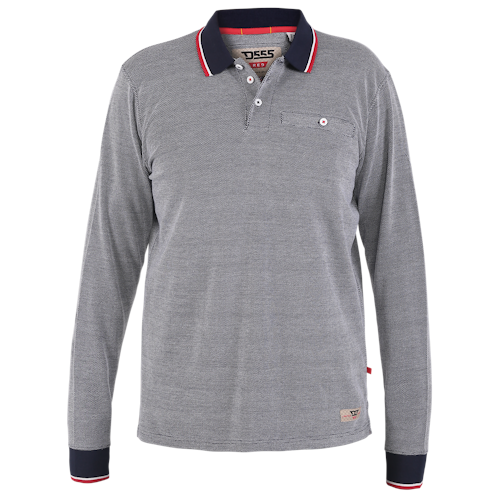 D555 Hawstead Long Sleeve Polo Shirt Navy/Grey
