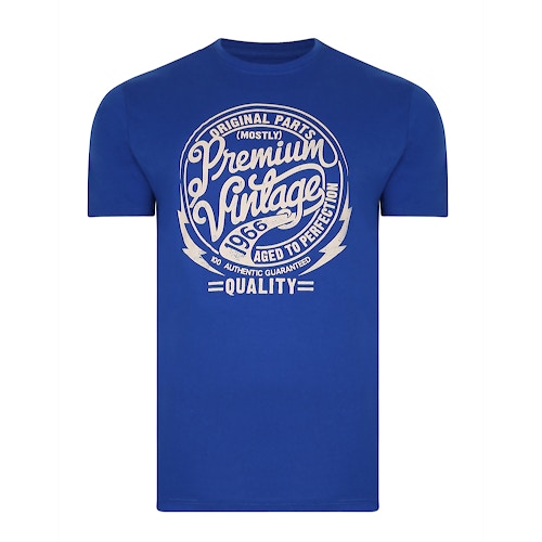 Bigdude T-Shirt mit Premium Vintage Print Königsblau Tall Fit