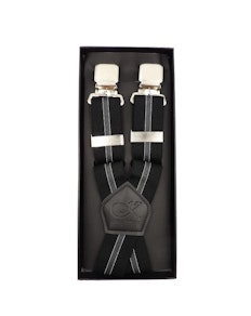 Extra lange und starke, breite Clip-Hosenträger von Knightsbridge, schwarz gestreift