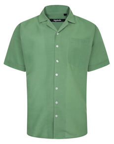 Bigdude Light Linen Touch Short Sleeve Shirt Green