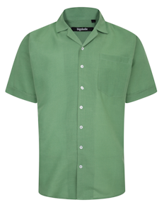 Bigdude Light Linen Touch Short Sleeve Shirt Green