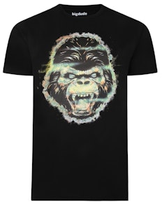 Bigdude Graphic Gorilla Print T-Shirt Schwarz