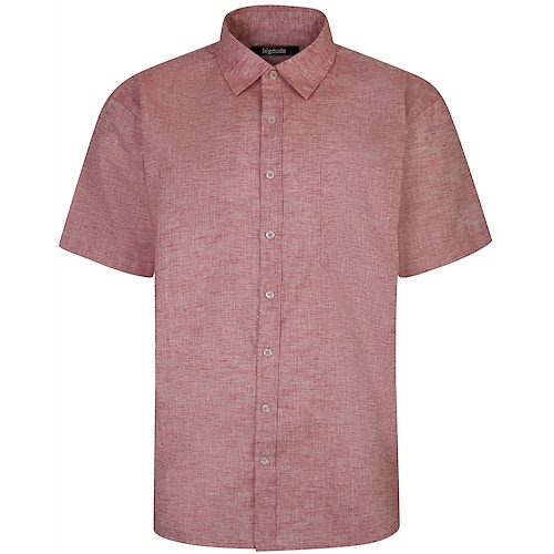 Bigdude Short Sleeve Milton Linen Summer Shirt Red Tall