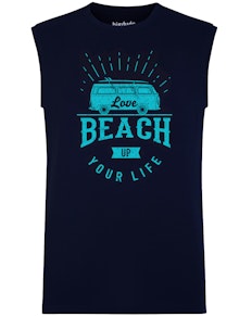 Bigdude Small Print Sleeveless T-Shirt Navy
