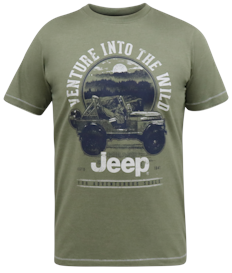 D555 Hibbert Official Jeep Print T-Shirt Khaki