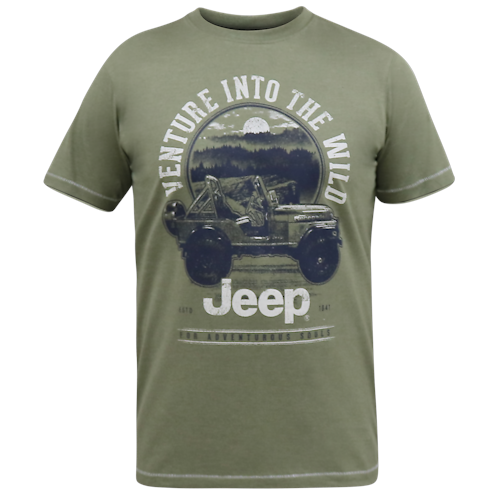 D555 Hibbert Offizielles T-Shirt mit Jeep-Aufdruck Khaki