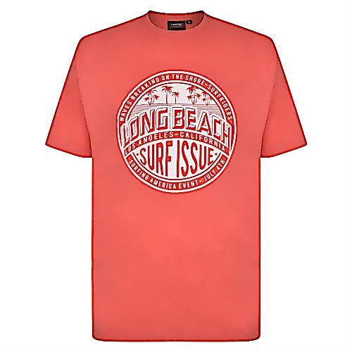 Espionage Long Beach Print T-Shirt Red