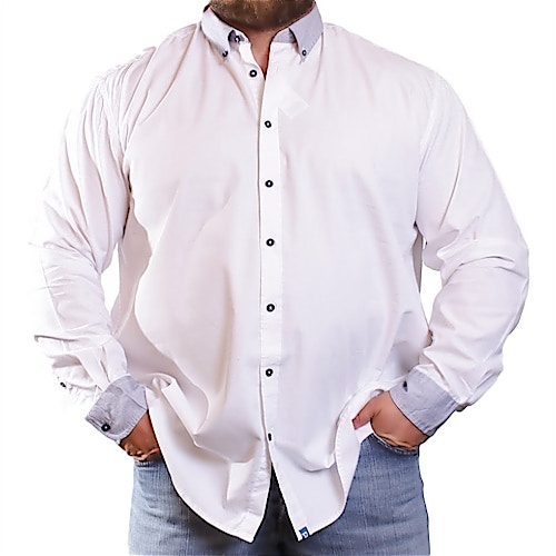 D555 White Contrast Mount Fashion Shirt