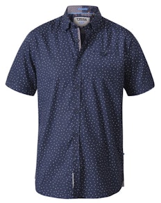 D555 Derwent Micro Print Short Sleeve Shirt Navy