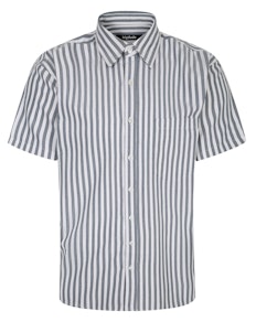 Bigdude Short Sleeve Striped Summer Shirt Charcoal Tall
