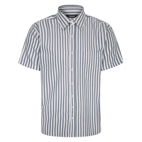 Bigdude Short Sleeve Striped Summer Shirt Charcoal Tall