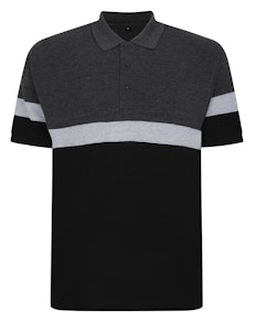 Bigdude Pique Colour Block Polo Shirt Charcoal Marl
